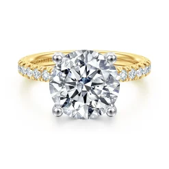 Discount Gabriel & Co. Amira - 14K White-Yellow Gold Round Diamond Engagement Ring