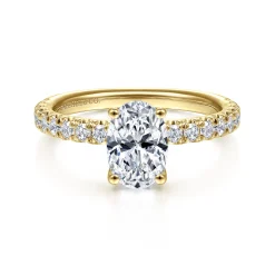 Discount Gabriel & Co. Amira - 14K Yellow Gold Oval Diamond Engagement Ring