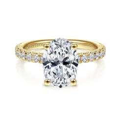 Best Gabriel & Co. Amira - 14K Yellow Gold Oval Diamond Engagement Ring