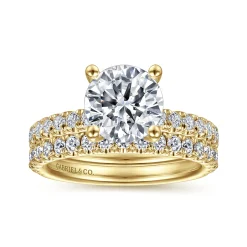 Best Gabriel & Co. Amira - 14K Yellow Gold Round Diamond Engagement Ring