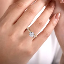 Best Gabriel & Co. Amira - 14K Yellow Gold Round Diamond Engagement Ring