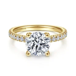 Best Gabriel & Co. Amira - 14K Yellow Gold Round Diamond Engagement Ring