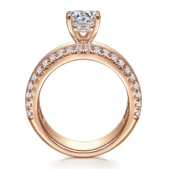 Clearance Gabriel & Co. Amos - 14K Rose Gold Round Wide Band Diamond Engagement Ring
