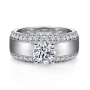 Outlet Gabriel & Co. Amos - 14K White Gold Round Diamond Wide Band Engagement Ring