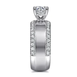 Outlet Gabriel & Co. Amos - 14K White Gold Round Diamond Wide Band Engagement Ring