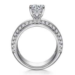 Outlet Gabriel & Co. Amos - 14K White Gold Round Diamond Wide Band Engagement Ring