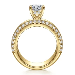 Best Gabriel & Co. Amos - 14K Yellow Gold Round Wide Band Diamond Engagement Ring