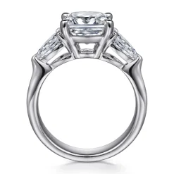 Best Gabriel & Co. Anabelle - 14K White Gold Cushion Cut Three Stone Diamond Engagement Ring