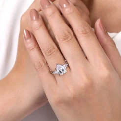 Sale Gabriel & Co. Anabelle - 18K White Gold Pear Shape Three Stone Diamond Engagement Ring
