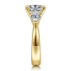 Discount Gabriel & Co. Anabelle - 14K Yellow Gold Cushion Cut Three Stone Diamond Engagement Ring