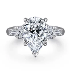 Clearance Gabriel & Co. Andray - 14K White Gold Pear Shape Five Stone Diamond Engagement Ring