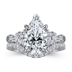 Clearance Gabriel & Co. Andray - 14K White Gold Pear Shape Five Stone Diamond Engagement Ring