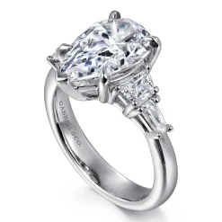 Clearance Gabriel & Co. Andray - 14K White Gold Pear Shape Five Stone Diamond Engagement Ring