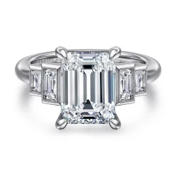Sale Gabriel & Co. Andre - 14K White Gold Emerald Cut Diamond Engagement Ring