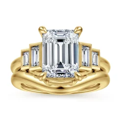 Hot Gabriel & Co. Andre - 14K Yellow Gold Emerald Cut Five Stone Diamond Engagement Ring