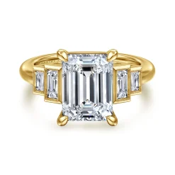 Hot Gabriel & Co. Andre - 14K Yellow Gold Emerald Cut Five Stone Diamond Engagement Ring