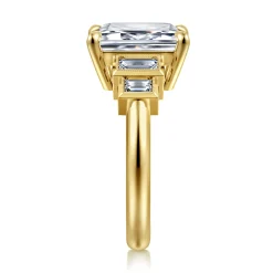Hot Gabriel & Co. Andre - 14K Yellow Gold Emerald Cut Five Stone Diamond Engagement Ring
