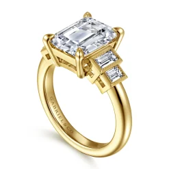 Hot Gabriel & Co. Andre - 14K Yellow Gold Emerald Cut Five Stone Diamond Engagement Ring