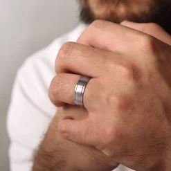Discount Gabriel & Co. Andrew - 14K White Gold 7mm - Men's Wedding Band in Satin Finish