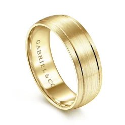 Gabriel & Co. Andrew - 14K Yellow Gold 7mm - Men's Wedding Band in Satin Finish