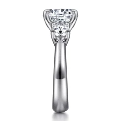 Best Gabriel & Co. Aneta - 14K White Gold Round Three Stone Diamond Engagement Ring
