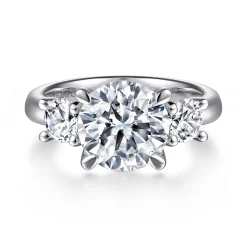 Best Gabriel & Co. Aneta - 14K White Gold Round Three Stone Diamond Engagement Ring