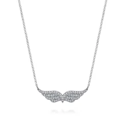 Sale Gabriel & Co. Angel Wing - 14K White Gold Diamond Angel Wing Bar Necklace