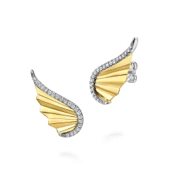 Online Gabriel & Co. Angel Wing - 14K White Yellow Gold Diamond Angel Wing Stud Earrings