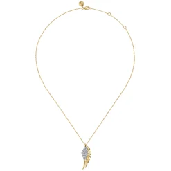 Discount Gabriel & Co. Angel Wing - 14K Yellow Gold Diamond Half Angel Wing Necklace