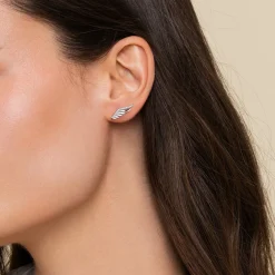 Clearance Gabriel & Co. Angel Wing - 925 Sterling Silver White Sapphire Angel Wing Stud Earrings