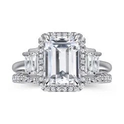 Online Gabriel & Co. Anita - 14K White Gold Emerald Cut Halo Five Stone Diamond Engagement Ring