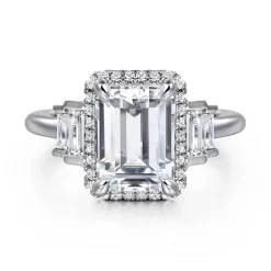 Online Gabriel & Co. Anita - 14K White Gold Emerald Cut Halo Five Stone Diamond Engagement Ring