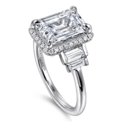 Online Gabriel & Co. Anita - 14K White Gold Emerald Cut Halo Five Stone Diamond Engagement Ring