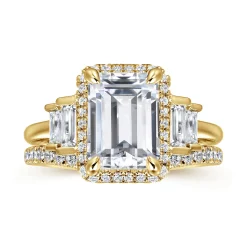 Online Gabriel & Co. Anita - 14K Yellow Gold Emerald Cut Halo Five Stone Diamond Engagement Ring