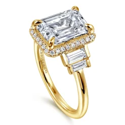 Online Gabriel & Co. Anita - 14K Yellow Gold Emerald Cut Halo Five Stone Diamond Engagement Ring