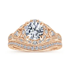 Sale Gabriel & Co. Annadale - Unique 14K Rose Gold Vintage Inspired Diamond Halo Engagement Ring