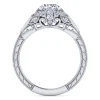 Discount Gabriel & Co. Annadale - Unique 14K White Gold Vintage Inspired Diamond Halo Engagement Ring