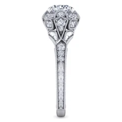 Discount Gabriel & Co. Annadale - Unique 14K White Gold Vintage Inspired Diamond Halo Engagement Ring