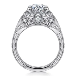 Online Gabriel & Co. Annadale - Unique 14K White Gold Vintage Inspired Diamond Halo Engagement Ring