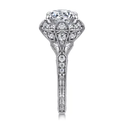 Online Gabriel & Co. Annadale - Unique 14K White Gold Vintage Inspired Diamond Halo Engagement Ring