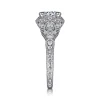 Clearance Gabriel & Co. Annadale - Unique 14K White Gold Vintage Inspired Diamond Halo Engagement Ring