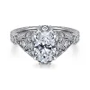 Clearance Gabriel & Co. Annadale - Unique 14K White Gold Vintage Inspired Oval Halo Diamond Engagement Ring