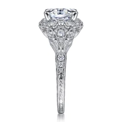 Online Gabriel & Co. Annadale - Unique 14K White Gold Vintage Inspired Oval Halo Diamond Engagement Ring