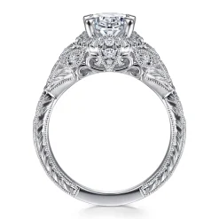 Online Gabriel & Co. Annadale - Unique 14K White Gold Vintage Inspired Oval Halo Diamond Engagement Ring