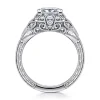 Online Gabriel & Co. Annadale - Unique 14K White Gold Vintage Inspired Princess Halo Diamond Engagement Ring