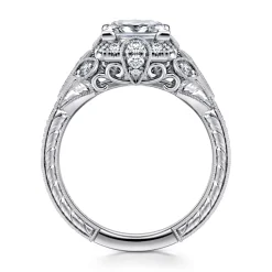 Online Gabriel & Co. Annadale - Unique 14K White Gold Vintage Inspired Princess Halo Diamond Engagement Ring