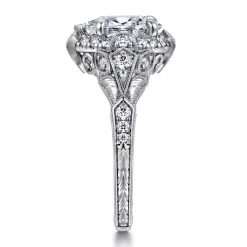 Outlet Gabriel & Co. Annadale - Unique 14K White Gold Vintage Inspired Pear Shape Diamond Halo Engagement Ring
