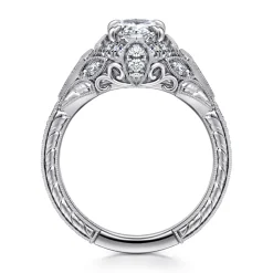 Outlet Gabriel & Co. Annadale - Unique 14K White Gold Vintage Inspired Pear Shape Diamond Halo Engagement Ring