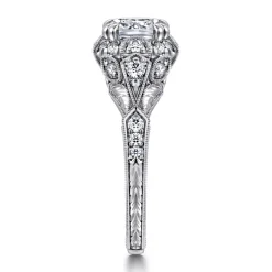 Outlet Gabriel & Co. Annadale - Unique 14K White Gold Vintage Inspired Cushion Halo Diamond Engagement Ring
