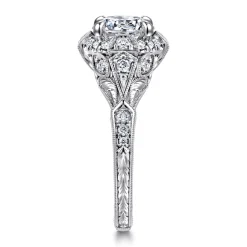 Outlet Gabriel & Co. Annadale - Unique 14K White Gold Vintage Inspired Diamond Halo Engagement Ring